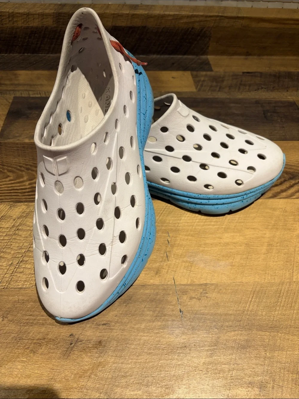 Men's White and Blue Athletic Slip-On Shoes